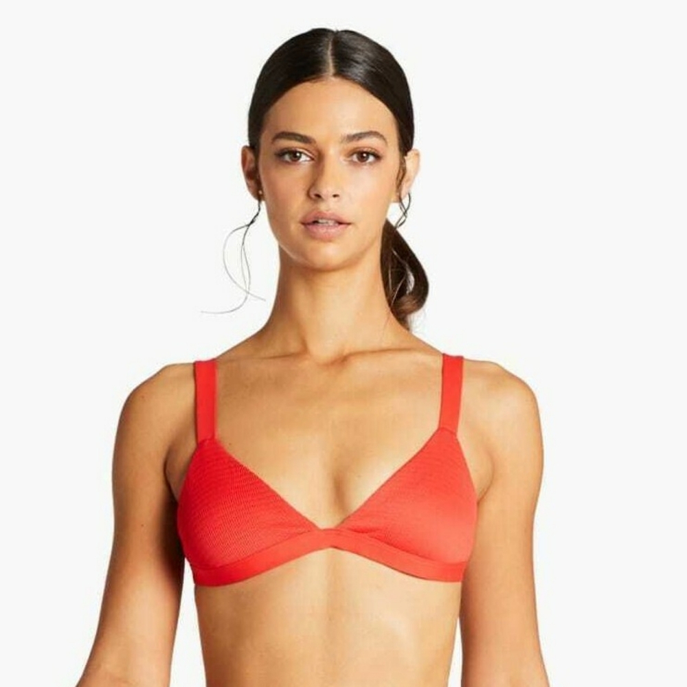 Vitamin A Red Textured Bikini Top